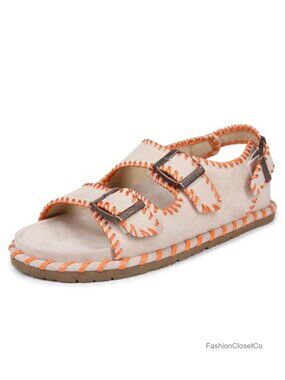 Women's Leather Sandals with Arch Support Adjustable Strappy Slingback